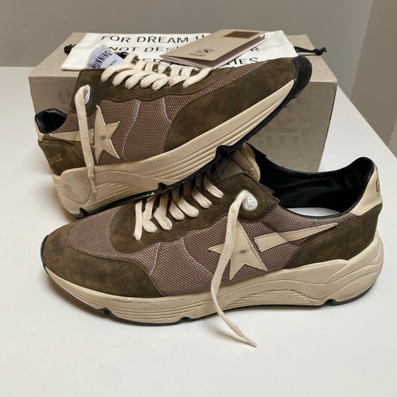 Golden Goose Men’s Running Sole Sneaker in Olive Green/Cream sz 45 New in Box - Picture 9 of 11